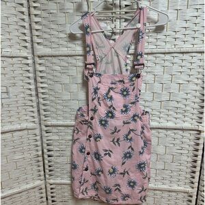 Aviva girls overall skort‎ size 16 floral euc 100%cotton